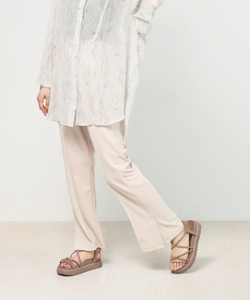 RETRO GIRL(レトロガール)の「セミフレアPT(スラックス・レディース・ブラック/オフホワイト/オレンジ/ブルー/ライトベージュ/グリーン/ボルドー/ピンク・FREE)」の3枚目の写真