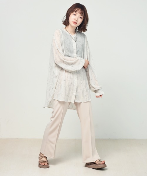 RETRO GIRL(レトロガール)の「セミフレアPT(スラックス・レディース・ブラック/オフホワイト/オレンジ/ブルー/ライトベージュ/グリーン/ボルドー/ピンク・FREE)」の15枚目の写真