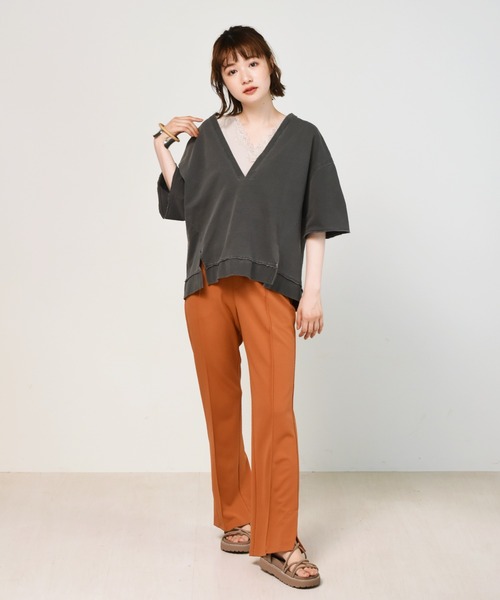 RETRO GIRL(レトロガール)の「セミフレアPT(スラックス・レディース・ブラック/オフホワイト/オレンジ/ブルー/ライトベージュ/グリーン/ボルドー/ピンク・FREE)」の22枚目の写真