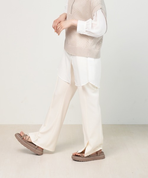 RETRO GIRL(レトロガール)の「セミフレアPT(スラックス・レディース・ブラック/オフホワイト/オレンジ/ブルー/ライトベージュ/グリーン/ボルドー/ピンク・FREE)」の18枚目の写真