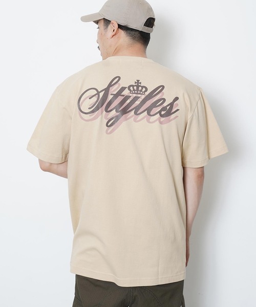 styles（スタイルス）の「Styles S/S TEE Cursive Logo Back Print（Tシャツ/カットソー・メンズ・ホワイト/ブラック/ベージュ・S/M/L）」の3枚目の写真