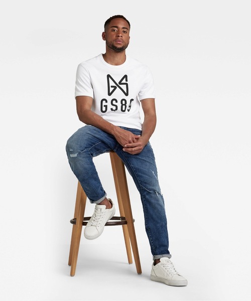 G-STAR（ジースター）の「BUTTERFLY LOGO T-SHIRT/ロゴT（Tシャツ/カットソー・メンズ・ホワイト/ダークブラック/オレンジ・LARGE/MEDIUM/SMALL/X-SMALL/XX-SMALL/X-LARGE）」の6枚目の写真