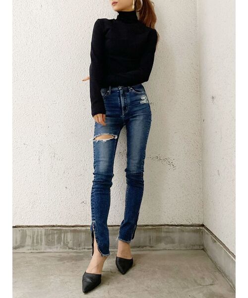 GYDA（ジェイダ）の「ハイネックタイトショートトップス（Tシャツ/カットソー・レディース・ブラック/オフホワイト/マスタード・FREE）」の20枚目の写真