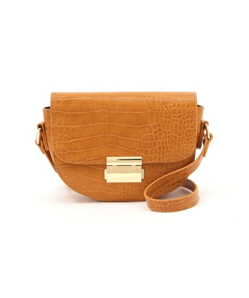 NATURAL BEAUTY BASIC（ナチュラルビューティーベーシック）の「クロコ調ハーフムーンフラップショルダー（ショルダーバッグ・レディース・パープル/マスタード・ﾌﾘ-）」の5枚目の写真