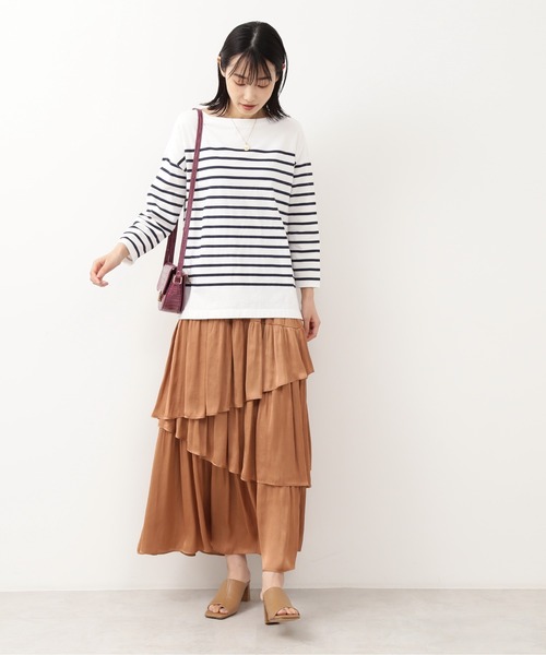 NATURAL BEAUTY BASIC（ナチュラルビューティーベーシック）の「クロコ調ハーフムーンフラップショルダー（ショルダーバッグ・レディース・パープル/マスタード・ﾌﾘ-）」の6枚目の写真