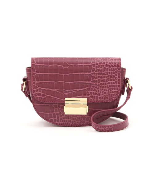 NATURAL BEAUTY BASIC（ナチュラルビューティーベーシック）の「クロコ調ハーフムーンフラップショルダー（ショルダーバッグ・レディース・パープル/マスタード・ﾌﾘ-）」の3枚目の写真