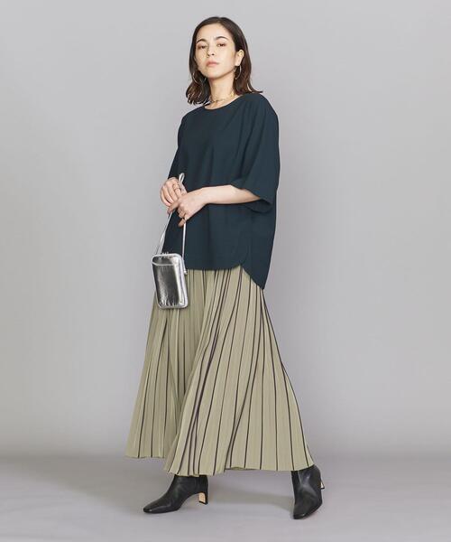 BEAUTY&YOUTH UNITED ARROWS(ビューティーアンドユースユナイテッドアローズ)の「BY プリントラインプリーツ スカート ◆(スカート・レディース・ライトグレー/オレンジ系その他/オリーブ・SMALL/MEDIUM)」の2枚目の写真