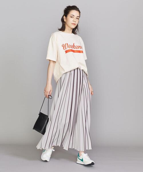 BEAUTY&YOUTH UNITED ARROWS(ビューティーアンドユースユナイテッドアローズ)の「BY プリントラインプリーツ スカート ◆(スカート・レディース・ライトグレー/オレンジ系その他/オリーブ・SMALL/MEDIUM)」の5枚目の写真