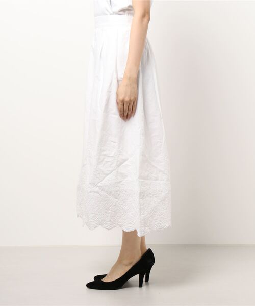 Te chichi（テチチ）の「スカラップ刺繍ギャザースカート（スカート・レディース・グリーン/オフホワイト/ブラック・ﾌﾘ-）」の4枚目の写真