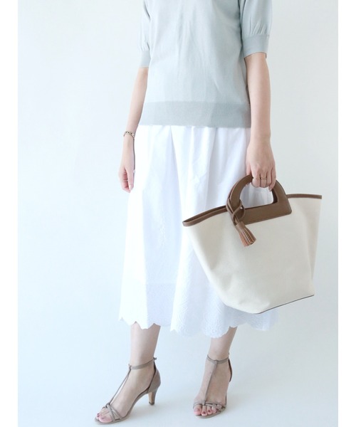 Te chichi（テチチ）の「スカラップ刺繍ギャザースカート（スカート・レディース・グリーン/オフホワイト/ブラック・ﾌﾘ-）」の2枚目の写真