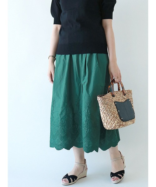 Te chichi（テチチ）の「スカラップ刺繍ギャザースカート（スカート・レディース・グリーン/オフホワイト/ブラック・ﾌﾘ-）」の3枚目の写真