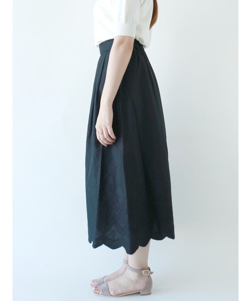 Te chichi（テチチ）の「スカラップ刺繍ギャザースカート（スカート・レディース・グリーン/オフホワイト/ブラック・ﾌﾘ-）」の9枚目の写真