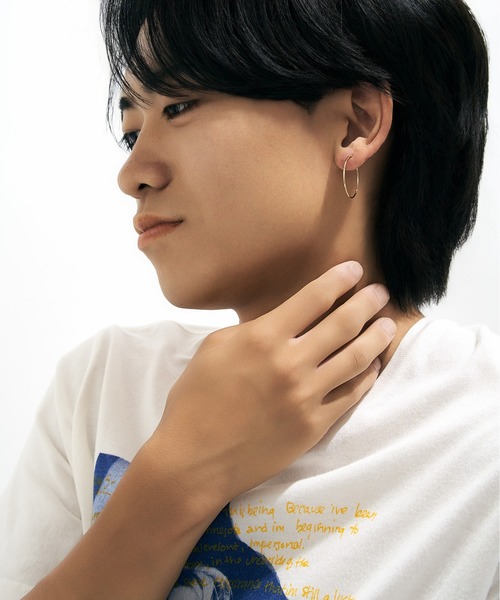 K18 フープ ピアス 1mm幅×25mm（ピアス（両耳用））｜Jewel
