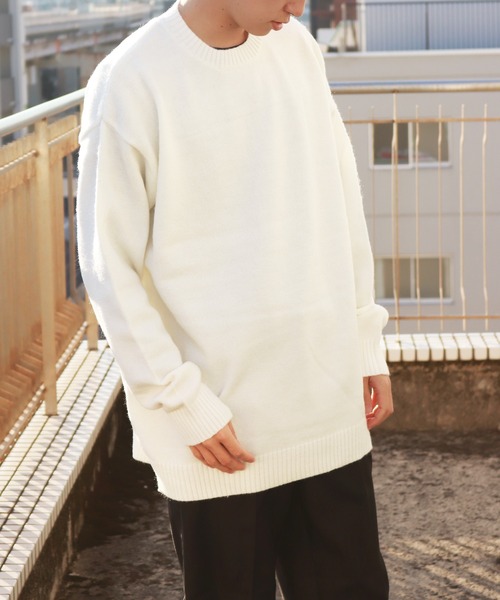 セール】オーバーサイズ 長袖クルーネックもちもちニット（ニット