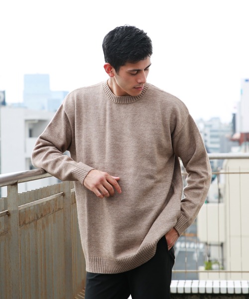WESTSEA(ウエストシー)の「オーバーサイズ 長袖クルーネックもちもちニット(ニット/セーター・メンズ・ブラック/グレー/オフホワイト/ブルー/バーガンディー/グレイッシュベージュ・M/L)」の10枚目の写真