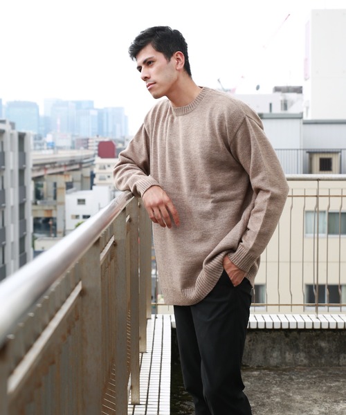 WESTSEA(ウエストシー)の「オーバーサイズ 長袖クルーネックもちもちニット(ニット/セーター・メンズ・ブラック/グレー/オフホワイト/ブルー/バーガンディー/グレイッシュベージュ・M/L)」の14枚目の写真