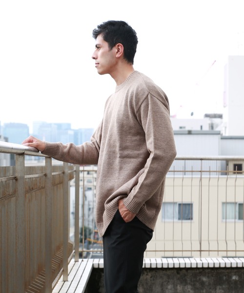 WESTSEA(ウエストシー)の「オーバーサイズ 長袖クルーネックもちもちニット(ニット/セーター・メンズ・ブラック/グレー/オフホワイト/ブルー/バーガンディー/グレイッシュベージュ・M/L)」の9枚目の写真