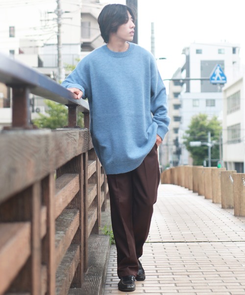 WESTSEA(ウエストシー)の「オーバーサイズ 長袖クルーネックもちもちニット(ニット/セーター・メンズ・ブラック/グレー/オフホワイト/ブルー/バーガンディー/グレイッシュベージュ・M/L)」の21枚目の写真