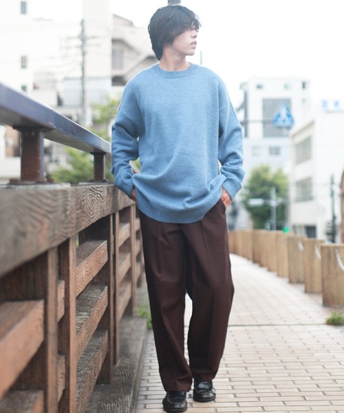 WESTSEA(ウエストシー)の「オーバーサイズ 長袖クルーネックもちもちニット(ニット/セーター・メンズ・ブラック/グレー/オフホワイト/ブルー/バーガンディー/グレイッシュベージュ・M/L)」の20枚目の写真