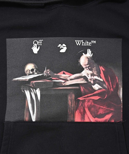 off white（オフホワイト）の「OFF WHITE (オフ ホワイト) CARAVAGGIO SLIM HOODIE スウェットパーカー（パーカー・メンズ・ブラック・S/M）」の6枚目の写真