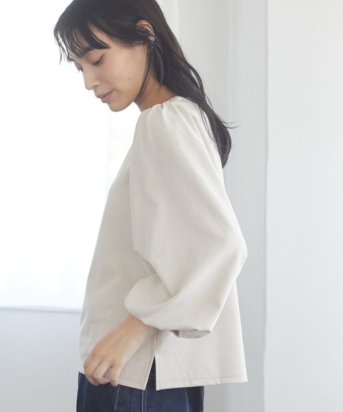 RAY CASSIN FAVORI（レイカズンフェバリ）の「・RAY CASSIN フハクスリーブプルオーバー＊（Tシャツ/カットソー・レディース・チャコールグレー/ブラック/ブラウン/アイボリー・FREE）」の2枚目の写真