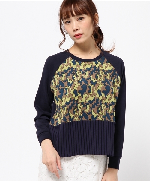 ROSE BUD（ローズバッド）の「LCTT-14289 BLOCK PATTERN PLLOVER （Tシャツ/カットソー・レディース・ブラック/ネイビー・ONE SIZE）」の10枚目の写真