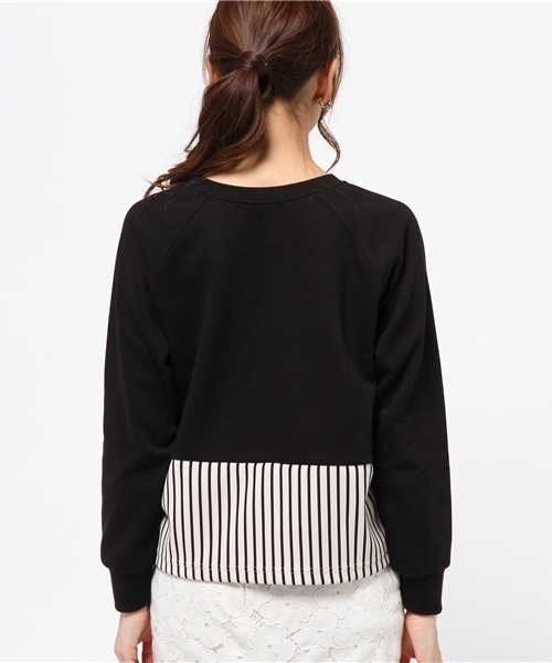 ROSE BUD（ローズバッド）の「LCTT-14289 BLOCK PATTERN PLLOVER （Tシャツ/カットソー・レディース・ブラック/ネイビー・ONE SIZE）」の8枚目の写真