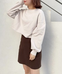 ロゴ刺繍ゆるシルエットショートスウェット