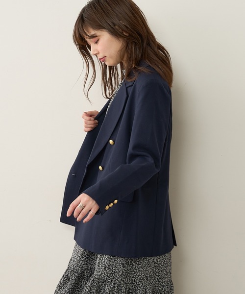 natural couture（ナチュラルクチュール）の「金ボタンジャケット（テーラードジャケット・レディース・ベージュ/ネイビー/チェック・FREE）」の3枚目の写真