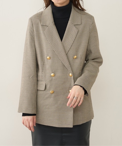 natural couture（ナチュラルクチュール）の「金ボタンジャケット（テーラードジャケット・レディース・ベージュ/ネイビー/チェック・FREE）」の5枚目の写真