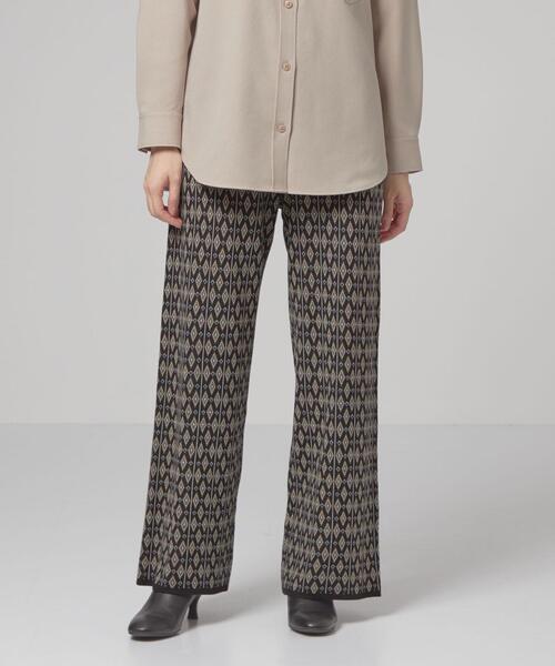 closet story（クローゼットストーリー）の「＜closet story（クローゼットストーリー）＞ジャカード ニット パンツ（その他パンツ・レディース・ライトグレー/ブラック・FREE）」の2枚目の写真