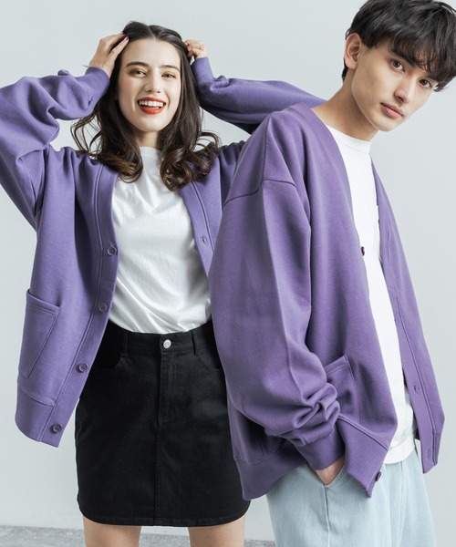 Rocky Monroe（ロッキーモンロー）の「ビッグシルエット ヘビーウェイト 裏起毛BIGスウェットルーズカーディガン 無地 ワンマイル ルームウェア（カーディガン/ボレロ・メンズ・オートミール/テラコッタ/ブラウン/マスタード/ブラック/ブルーグレー/ピンク/パープル/ホワイト/チャコール・XL/L/M）」の8枚目の写真