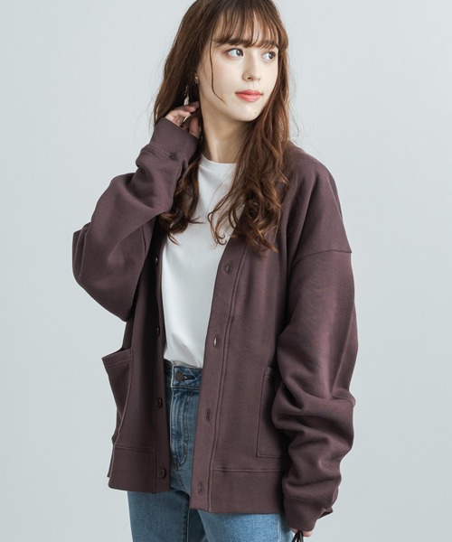 Rocky Monroe（ロッキーモンロー）の「ビッグシルエット ヘビーウェイト 裏起毛BIGスウェットルーズカーディガン 無地 ワンマイル ルームウェア（カーディガン/ボレロ・メンズ・オートミール/テラコッタ/ブラウン/マスタード/ブラック/ブルーグレー/ピンク/パープル/ホワイト/チャコール・XL/L/M）」の5枚目の写真