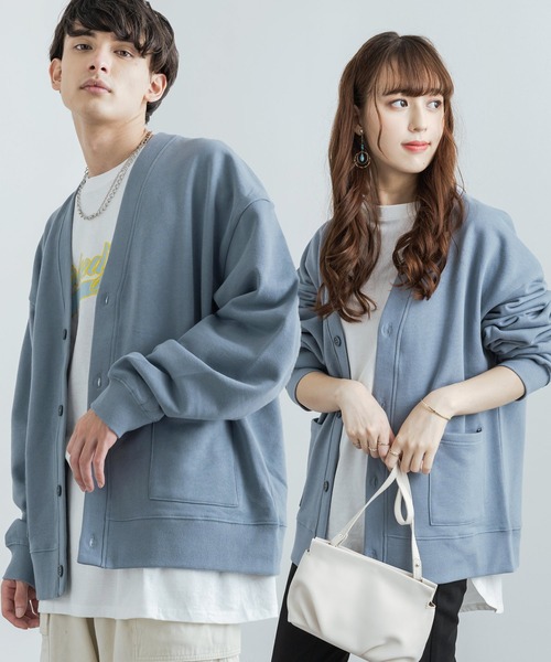 Rocky Monroe（ロッキーモンロー）の「ビッグシルエット ヘビーウェイト 裏起毛BIGスウェットルーズカーディガン 無地 ワンマイル ルームウェア（カーディガン/ボレロ・メンズ・オートミール/テラコッタ/ブラウン/マスタード/ブラック/ブルーグレー/ピンク/パープル/ホワイト/チャコール・XL/L/M）」の3枚目の写真