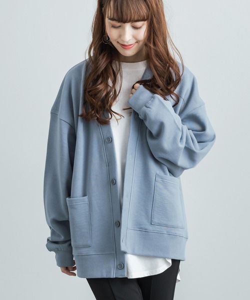 Rocky Monroe（ロッキーモンロー）の「ビッグシルエット ヘビーウェイト 裏起毛BIGスウェットルーズカーディガン 無地 ワンマイル ルームウェア（カーディガン/ボレロ・メンズ・オートミール/テラコッタ/ブラウン/マスタード/ブラック/ブルーグレー/ピンク/パープル/ホワイト/チャコール・XL/L/M）」の16枚目の写真