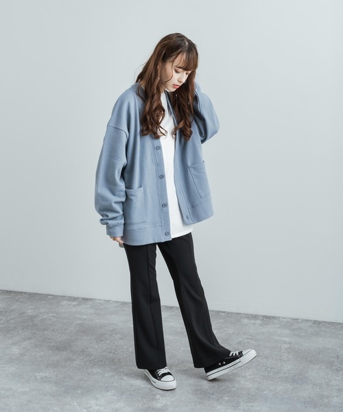 Rocky Monroe（ロッキーモンロー）の「ビッグシルエット ヘビーウェイト 裏起毛BIGスウェットルーズカーディガン 無地 ワンマイル ルームウェア（カーディガン/ボレロ・メンズ・オートミール/テラコッタ/ブラウン/マスタード/ブラック/ブルーグレー/ピンク/パープル/ホワイト/チャコール・XL/L/M）」の18枚目の写真