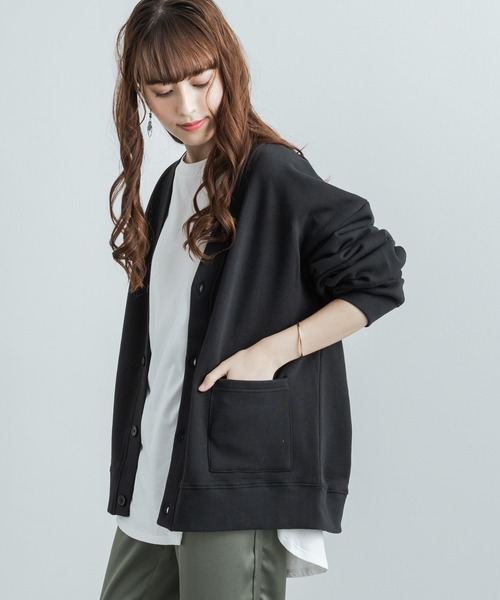 Rocky Monroe（ロッキーモンロー）の「ビッグシルエット ヘビーウェイト 裏起毛BIGスウェットルーズカーディガン 無地 ワンマイル ルームウェア（カーディガン/ボレロ・メンズ・オートミール/テラコッタ/ブラウン/マスタード/ブラック/ブルーグレー/ピンク/パープル/ホワイト/チャコール・XL/L/M）」の12枚目の写真