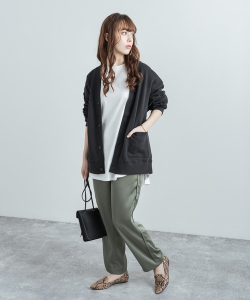 Rocky Monroe（ロッキーモンロー）の「ビッグシルエット ヘビーウェイト 裏起毛BIGスウェットルーズカーディガン 無地 ワンマイル ルームウェア（カーディガン/ボレロ・メンズ・オートミール/テラコッタ/ブラウン/マスタード/ブラック/ブルーグレー/ピンク/パープル/ホワイト/チャコール・XL/L/M）」の14枚目の写真