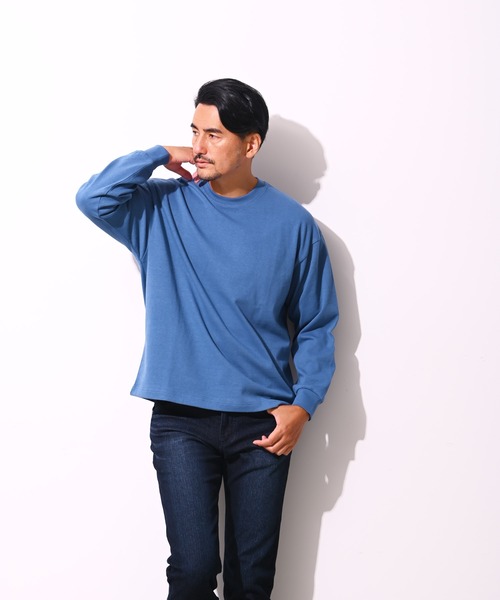 Blue Standard (ブルースタンダード)の「【BLUE STANDARD/ブルースタンダード】 コットン100% ヘビーウェイトビッグシルエットロンT(Tシャツ/カットソー・メンズ・ブルー/ブラック/ベージュ/オリーブ/ホワイト・MEDIUM/X-LARGE/LARGE)」の5枚目の写真