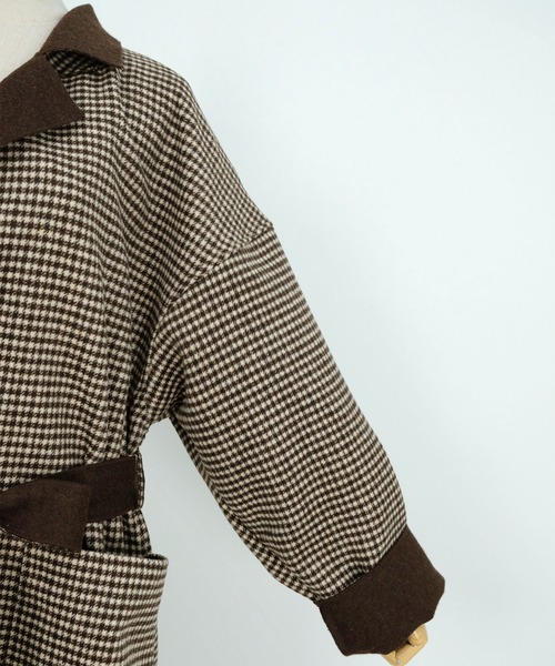 ANDJ(アンドジェイ)の「チェック柄ダブルフェイスオーバーサイズコート(チェスターコート・レディース・ブラック/ブラウン・M)」の21枚目の写真