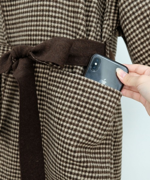 ANDJ(アンドジェイ)の「チェック柄ダブルフェイスオーバーサイズコート(チェスターコート・レディース・ブラック/ブラウン・M)」の18枚目の写真