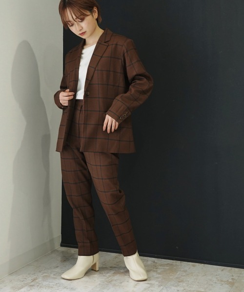 AULI(アウリィ)の「【低身長向けサイズ】チェック柄テーラードジャケット(テーラードジャケット・レディース・グリーン/ベージュ/ブラウン・XS/S)」の15枚目の写真
