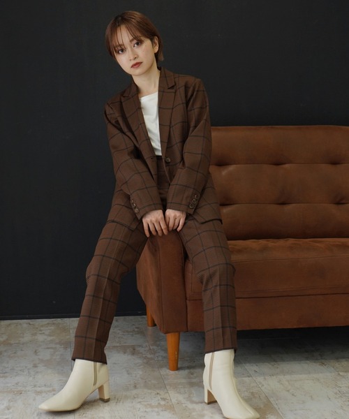 AULI(アウリィ)の「【低身長向けサイズ】チェック柄テーラードジャケット(テーラードジャケット・レディース・グリーン/ベージュ/ブラウン・XS/S)」の21枚目の写真