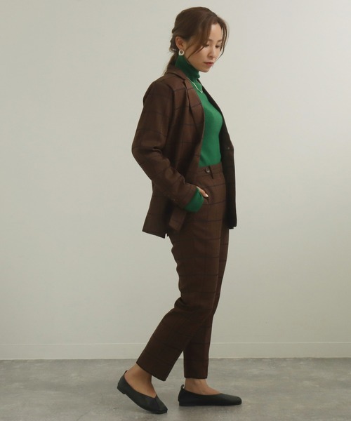 AULI(アウリィ)の「【低身長向けサイズ】チェック柄テーラードジャケット(テーラードジャケット・レディース・グリーン/ベージュ/ブラウン・XS/S)」の9枚目の写真