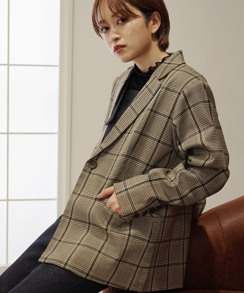 AULI(アウリィ)の「【低身長向けサイズ】チェック柄テーラードジャケット(テーラードジャケット・レディース・グリーン/ベージュ/ブラウン・XS/S)」の20枚目の写真