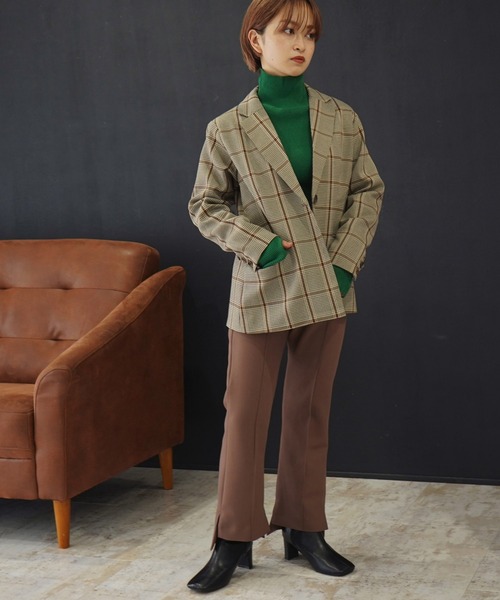AULI(アウリィ)の「【低身長向けサイズ】チェック柄テーラードジャケット(テーラードジャケット・レディース・グリーン/ベージュ/ブラウン・XS/S)」の12枚目の写真