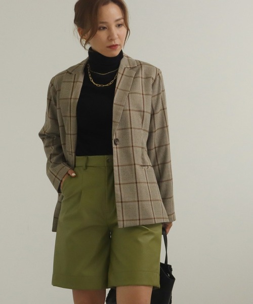 AULI(アウリィ)の「【低身長向けサイズ】チェック柄テーラードジャケット(テーラードジャケット・レディース・グリーン/ベージュ/ブラウン・XS/S)」の16枚目の写真