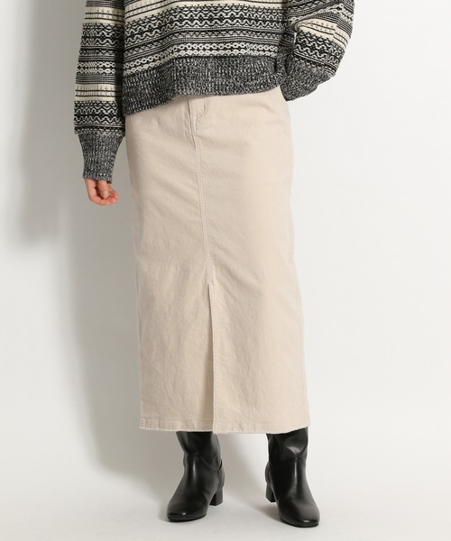 niko and...（ニコアンド）の「コーデュロイストレートロングスカート（スカート・レディース・ブルー/アイボリー/チャコール・MEDIUM/LARGE）」の2枚目の写真