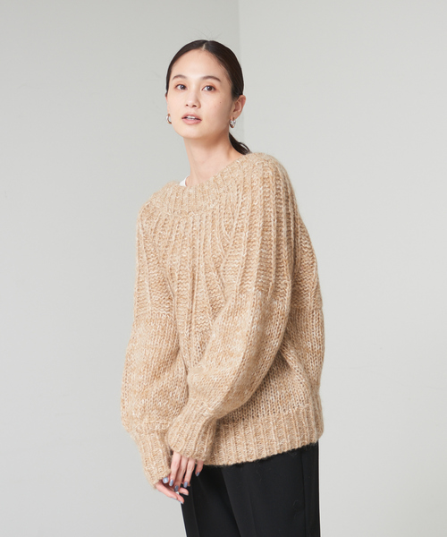 qualite(カリテ)の「スラブモヘア2WAYニット(ニット/セーター・レディース・チャコールグレー/ブラウン・フリー)」の1枚目の写真