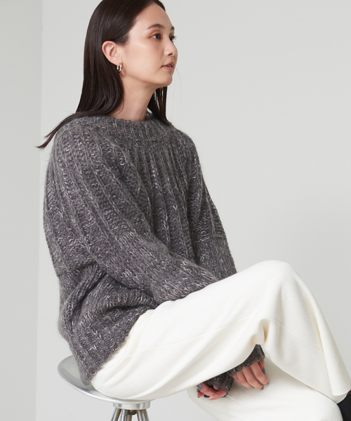 qualite(カリテ)の「スラブモヘア2WAYニット(ニット/セーター・レディース・チャコールグレー/ブラウン・フリー)」の19枚目の写真